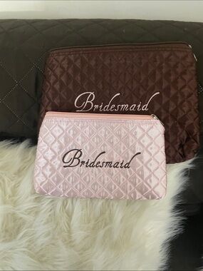Bridesmaid Quilted Cosmetic Pouch - Pink